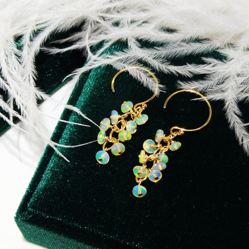 Opal Earrings Dangle - Lii Ji Tự Nhiên Ethiopia Opal