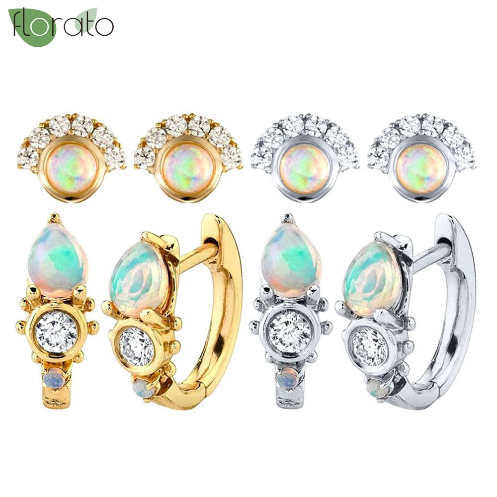 Opal Earrings Dangle - 925 Sterling Silver Needle Exquisite Small