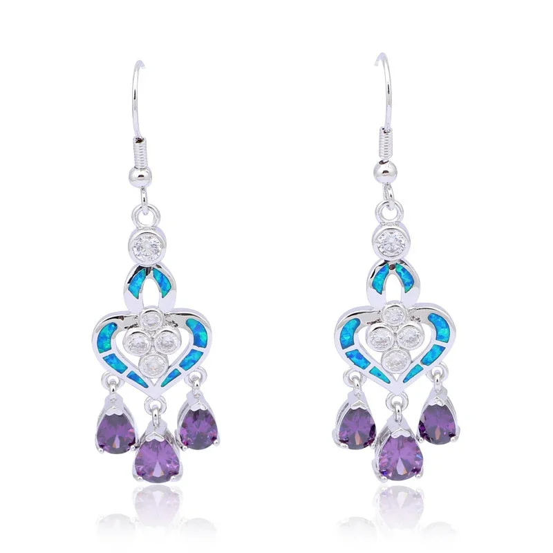 Heart Shape Earrings with Blue - đánh giá và giá Opal Earrings Dangle