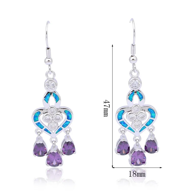 Heart Shape Earrings with Blue - đánh giá và giá Opal Earrings Dangle