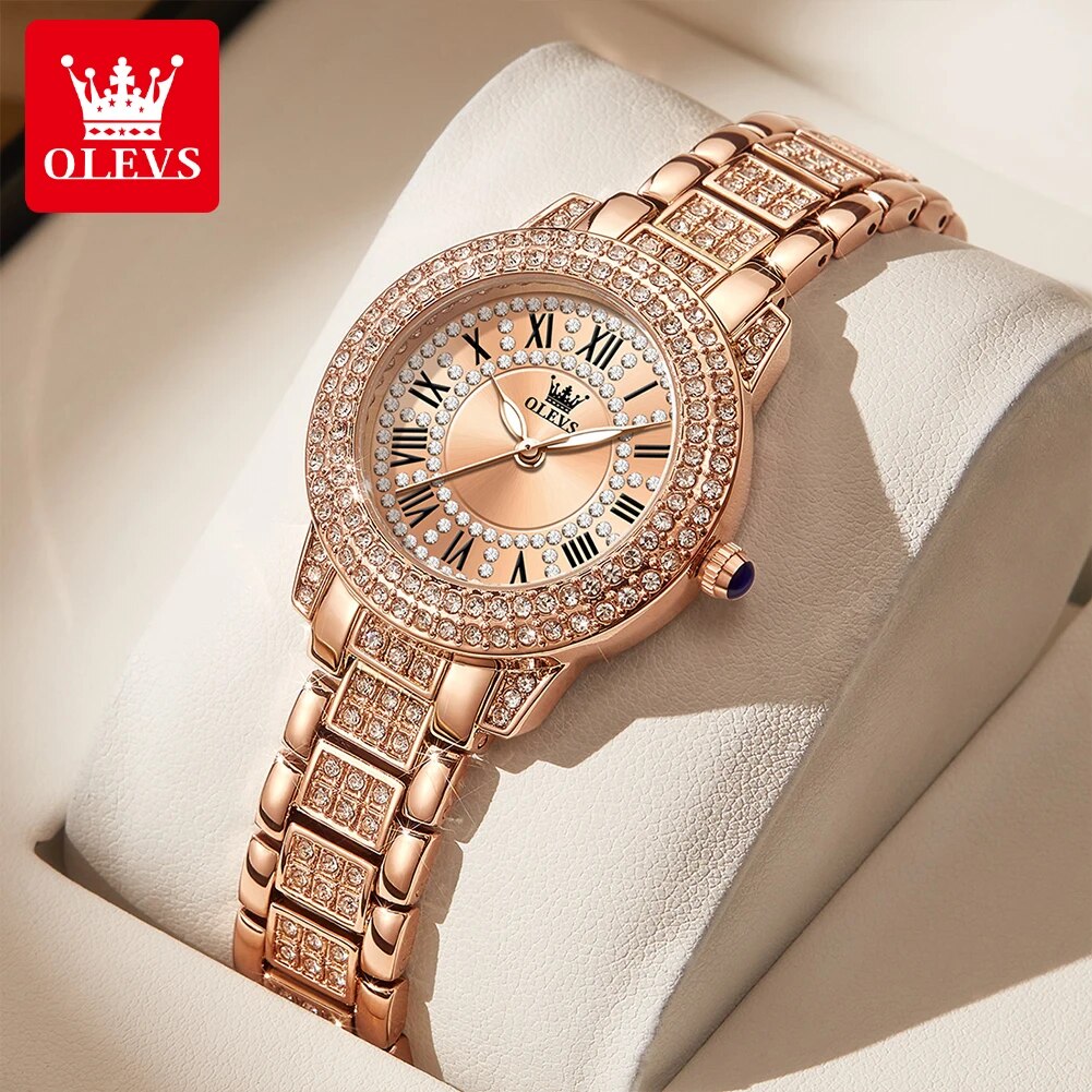 OLEVS 9943 Luxury All Diamond  - đánh giá và giá Jewelry Watches Gold