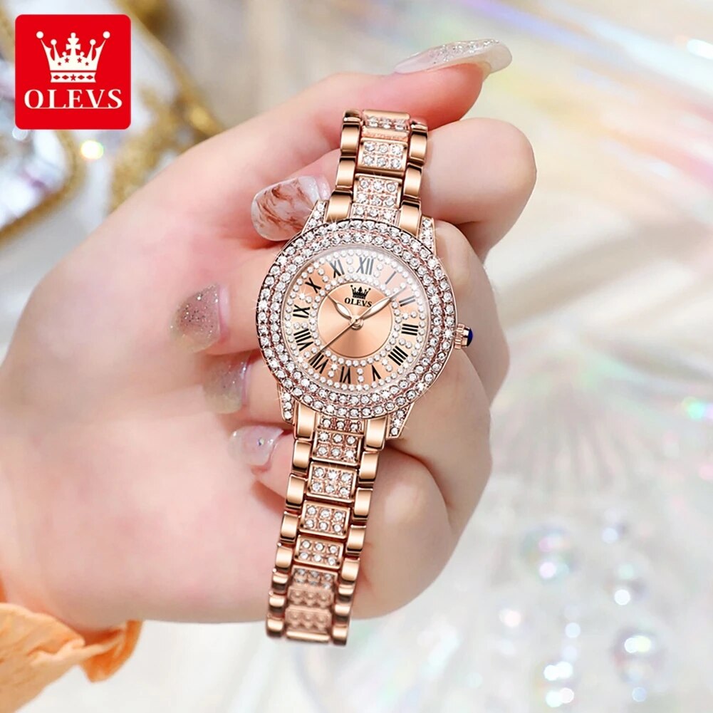 OLEVS 9943 Luxury All Diamond  - đánh giá và giá Jewelry Watches Gold