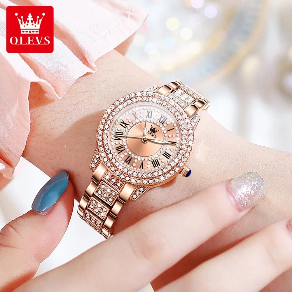 OLEVS 9943 Luxury All Diamond  - đánh giá và giá Jewelry Watches Gold