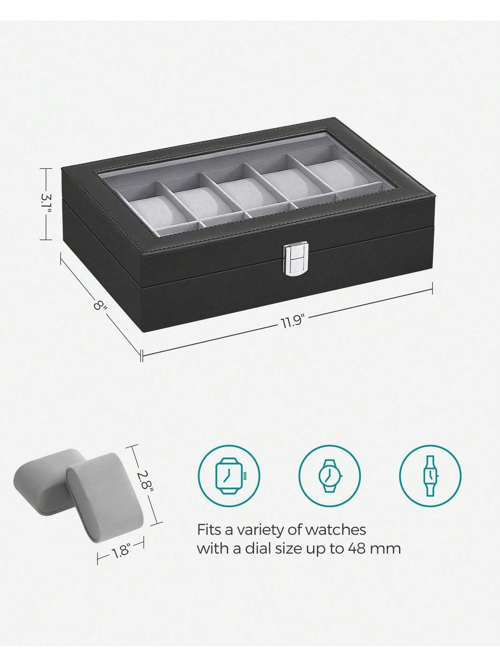 12-Slot Lockable Watch Box wit - đánh giá và giá Jewelry Watches Box