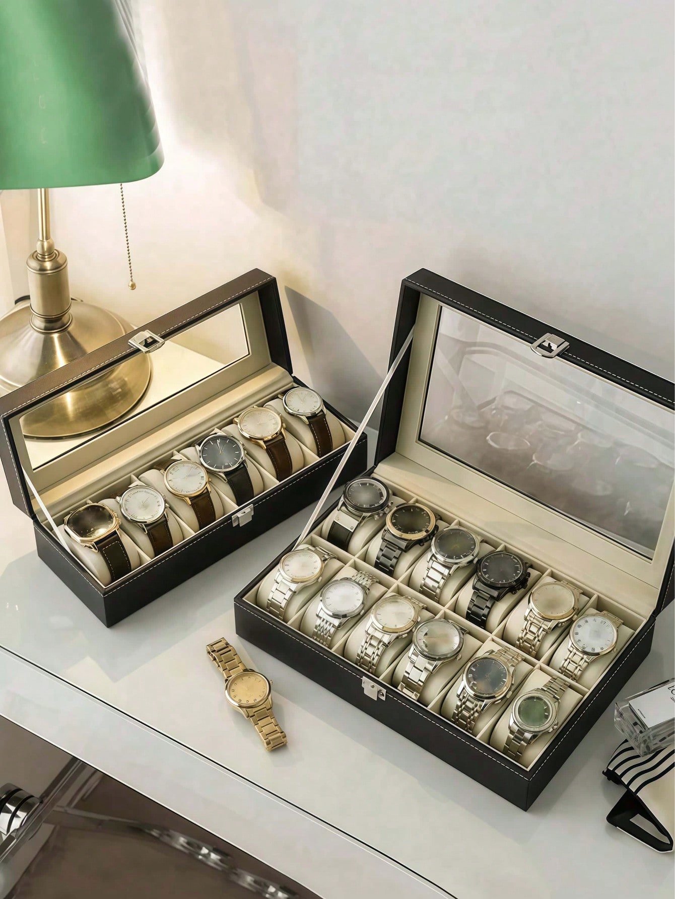 Leather Watch Box with Lock, L - đánh giá và giá Jewelry Watches Box
