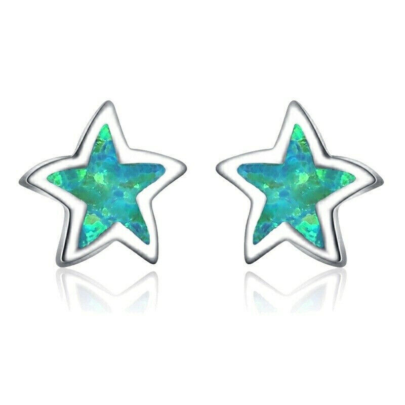 1 Pair Green/blue/white Pentag - đánh giá và giá Opal Earrings Dangle