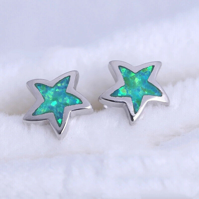 1 Pair Green/blue/white Pentag - đánh giá và giá Opal Earrings Dangle