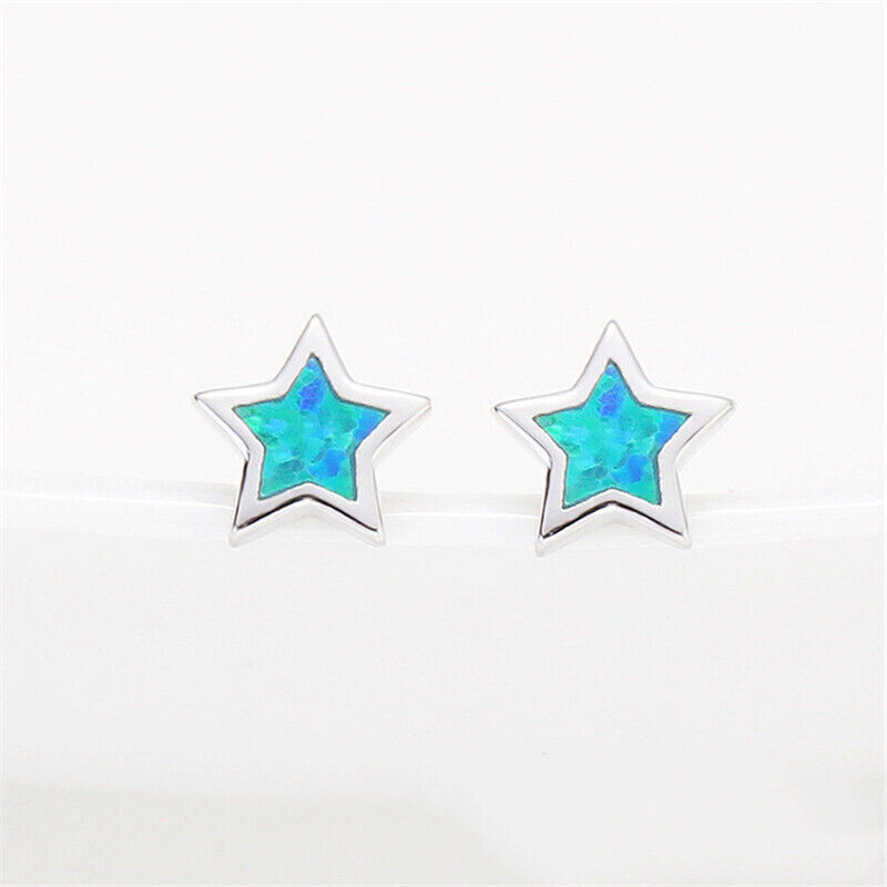 1 Pair Green/blue/white Pentag - đánh giá và giá Opal Earrings Dangle