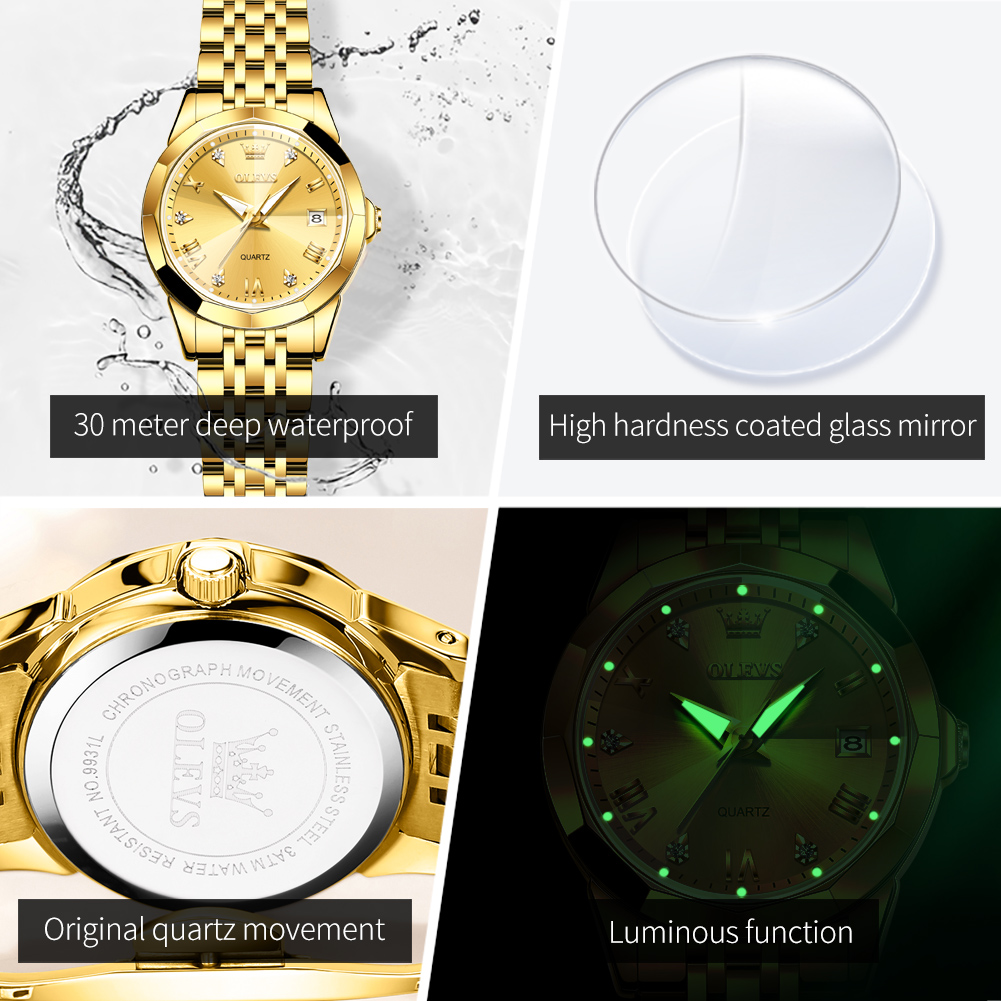 OLEVS Fashion Golden Watch for - đánh giá và giá Jewelry Watches Gold