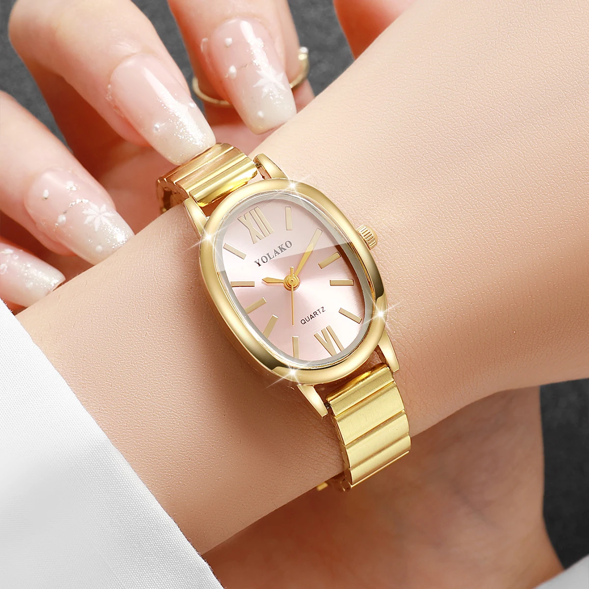 Elegant Pink Dial Women Watch  - đánh giá và giá Jewelry Watches Gold
