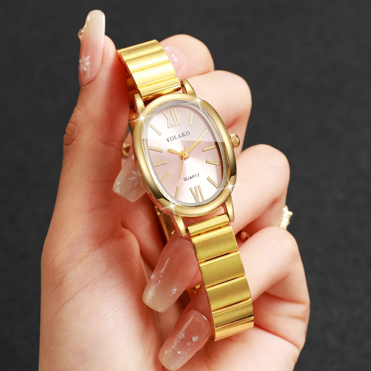Elegant Pink Dial Women Watch  - đánh giá và giá Jewelry Watches Gold