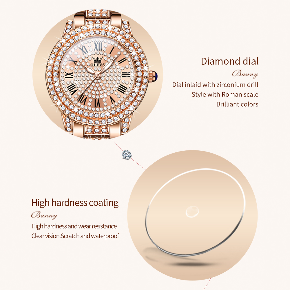 OLEVS 9943 Luxury All Diamond  - đánh giá và giá Jewelry Watches Gold