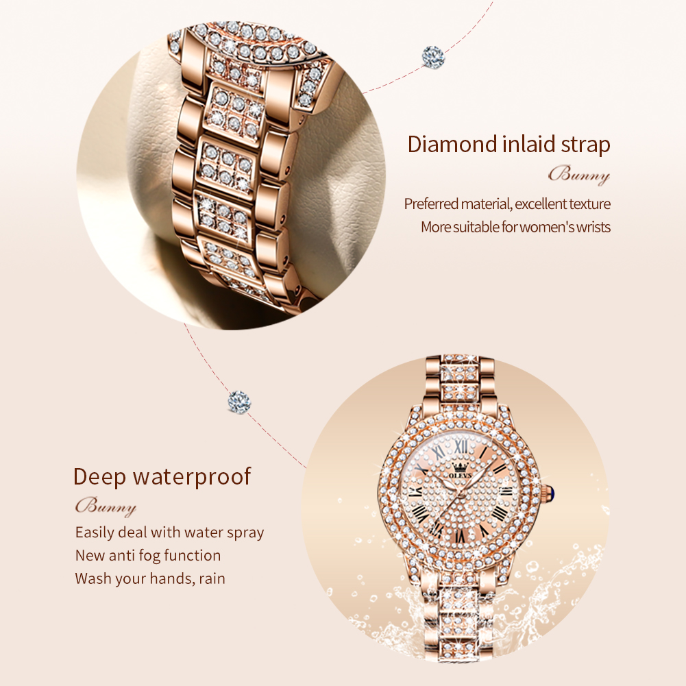 OLEVS 9943 Luxury All Diamond  - đánh giá và giá Jewelry Watches Gold